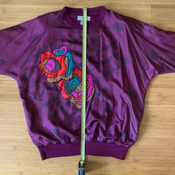 Vintage ADOLFO Sport Women's Shoulder Pads Dolman Sleeves 80s Style Pullover Top - Picture 5 of 10